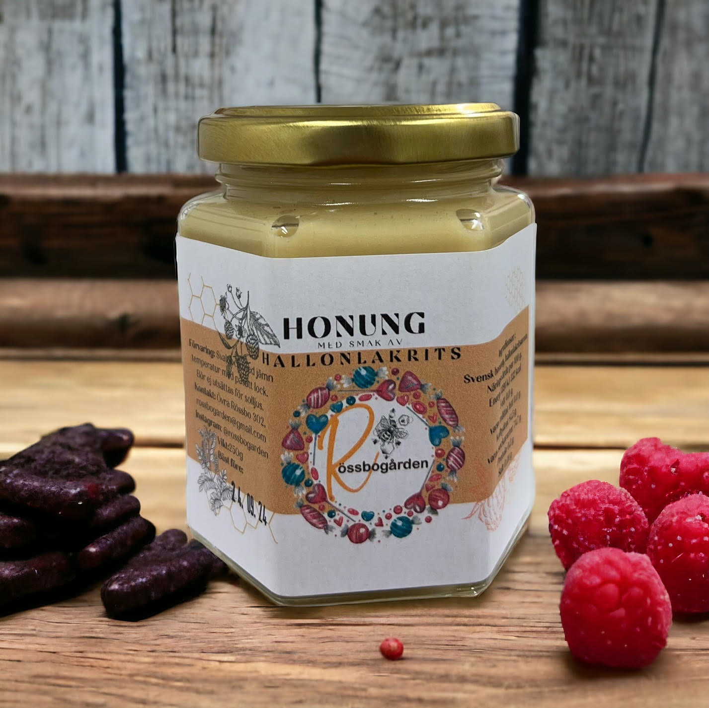 Smaksatt honung '' Hallonlakrits ''